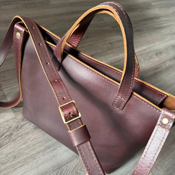 Portland Leather Goods (PLG) Medium Crossbody Zipper Tote in Cognac - Picture 5 of 14